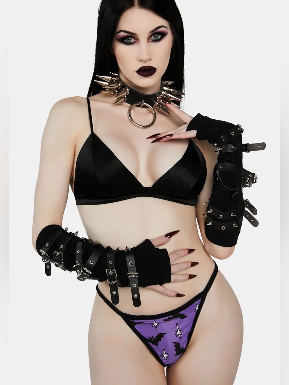 Dolls Kill | Black Spiked Buckle Arm Warmers | NWOT | OS - Picture 2 of 6